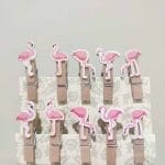 Pembe Flamingo Figürlü 10'lu Mini İp + Mandal Seti