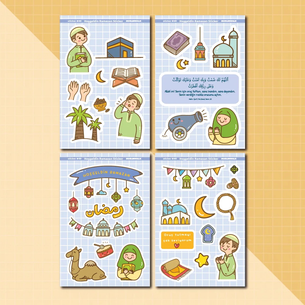 Çocuk Ramazan İslami Sticker Seti Oruç ve Kurbam Hoşgeldin Ramazan Sticker Seti - Çocuklar İçin Ramazan Oruç Etiket Seti #49 - Görsel 1