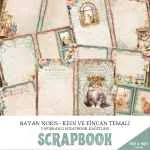 Bayan Noris - Kedi ve Fincan Temalı Scrapbook Kağıtları 10'lu Set #SB105