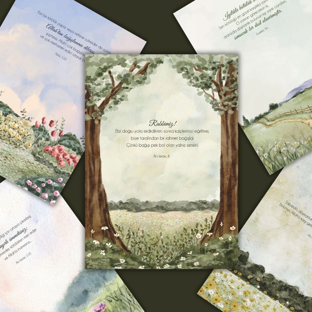 NURVE POSTER İSLAMİ MUSLİMWALK Nurve - Ayet Meali - 5'li İslami Çerçevesiz Poster Seti - Görsel 1