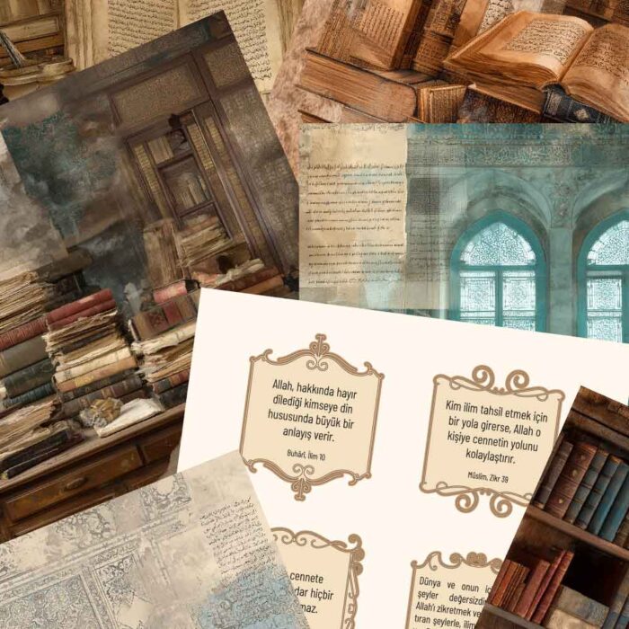 İlim Talebesinin Günlüğü - Yapışkanlı Scrapbook Kağıtları 10'lu Set #SB112 - Görsel 2