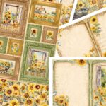 Raha - Ayçiçeği Desenli - Yapışkanlı Scrapbook Kağıtları 10'lu Set #SB113 - Görsel 3