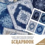 Vadi - Mavi Kilim Desenli Yapışkanlı Scrapbook Kağıtları 10'lu Set #SB111