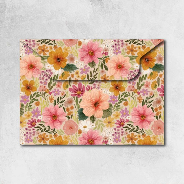 Çise - Renkli Çiçekli 16x22cm Kalın Hediye Zarfı - Görsel 2